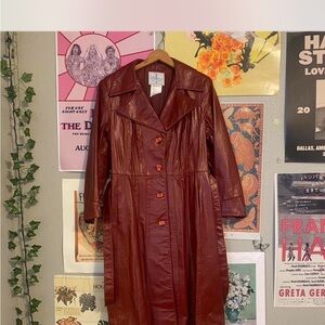 Elegant Brown Leather Coat